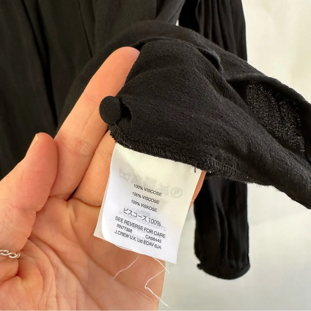 Madewell Black White Embroidered V-neck Long Sleeve Tassel Lightweight Blouse - Picture 8 of 8